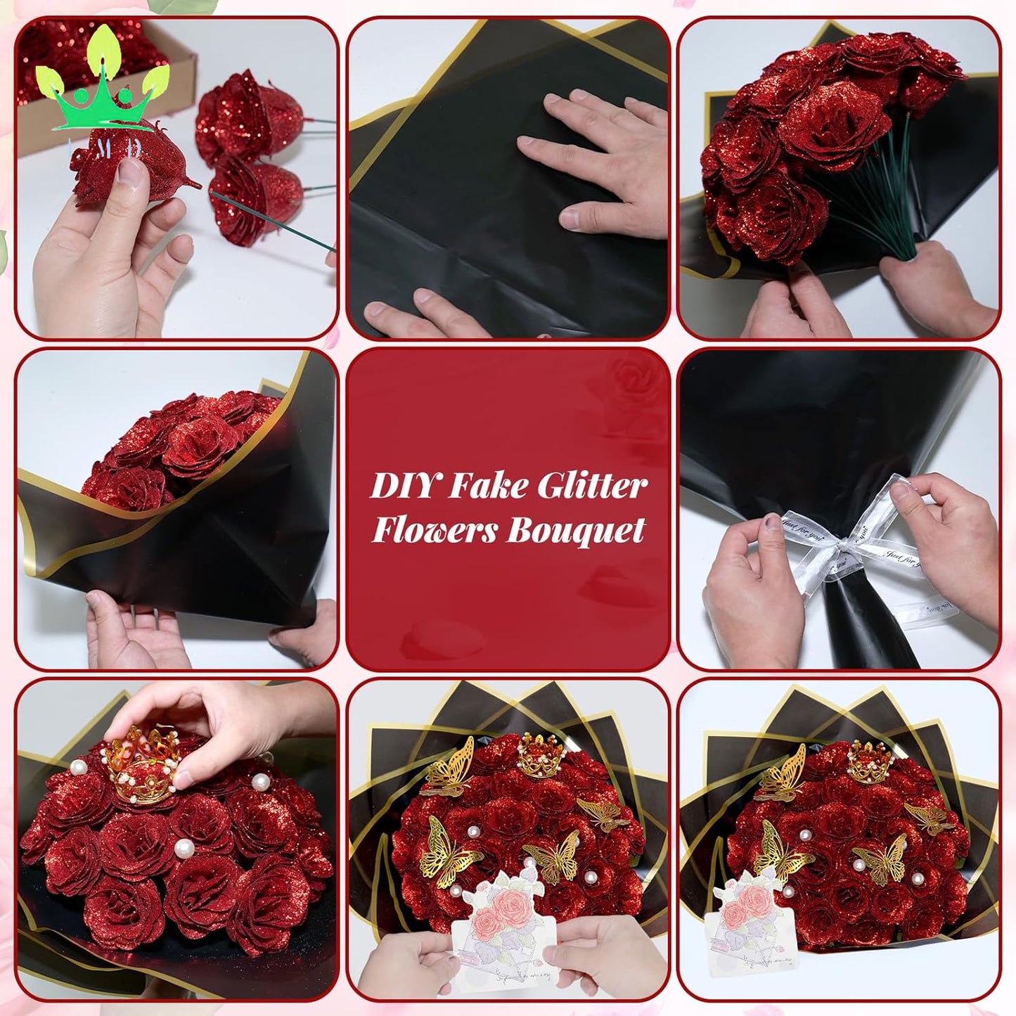 Red Glitter Rose Bouquet