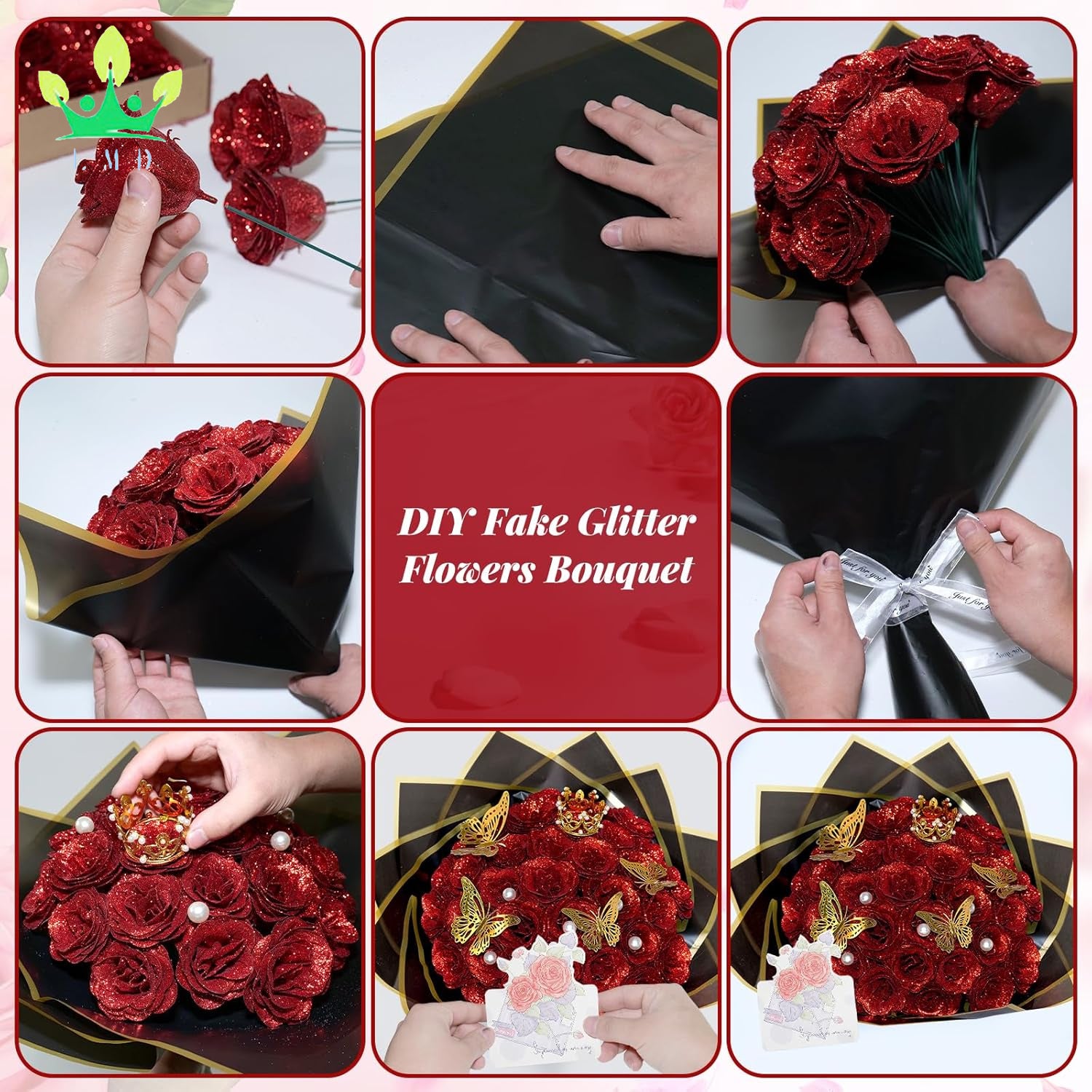 Red Glitter Rose Bouquet
