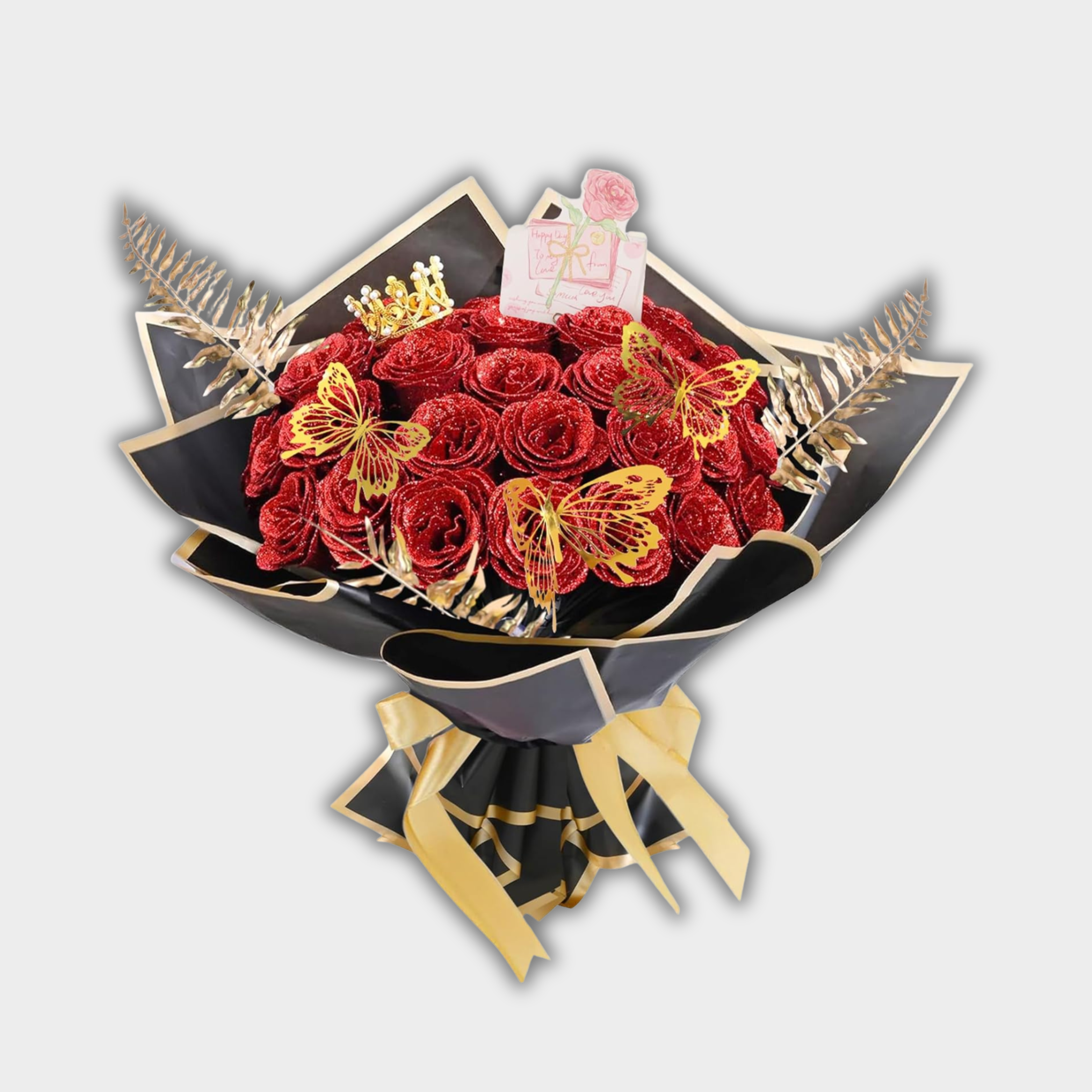 Glitter Butterfly Rose DIY Bouquet
